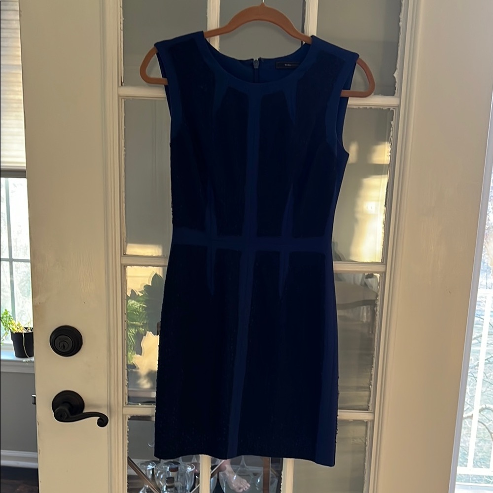 BCBGMaxAzria Blue Sleeveless Sheath Dress for Night Out